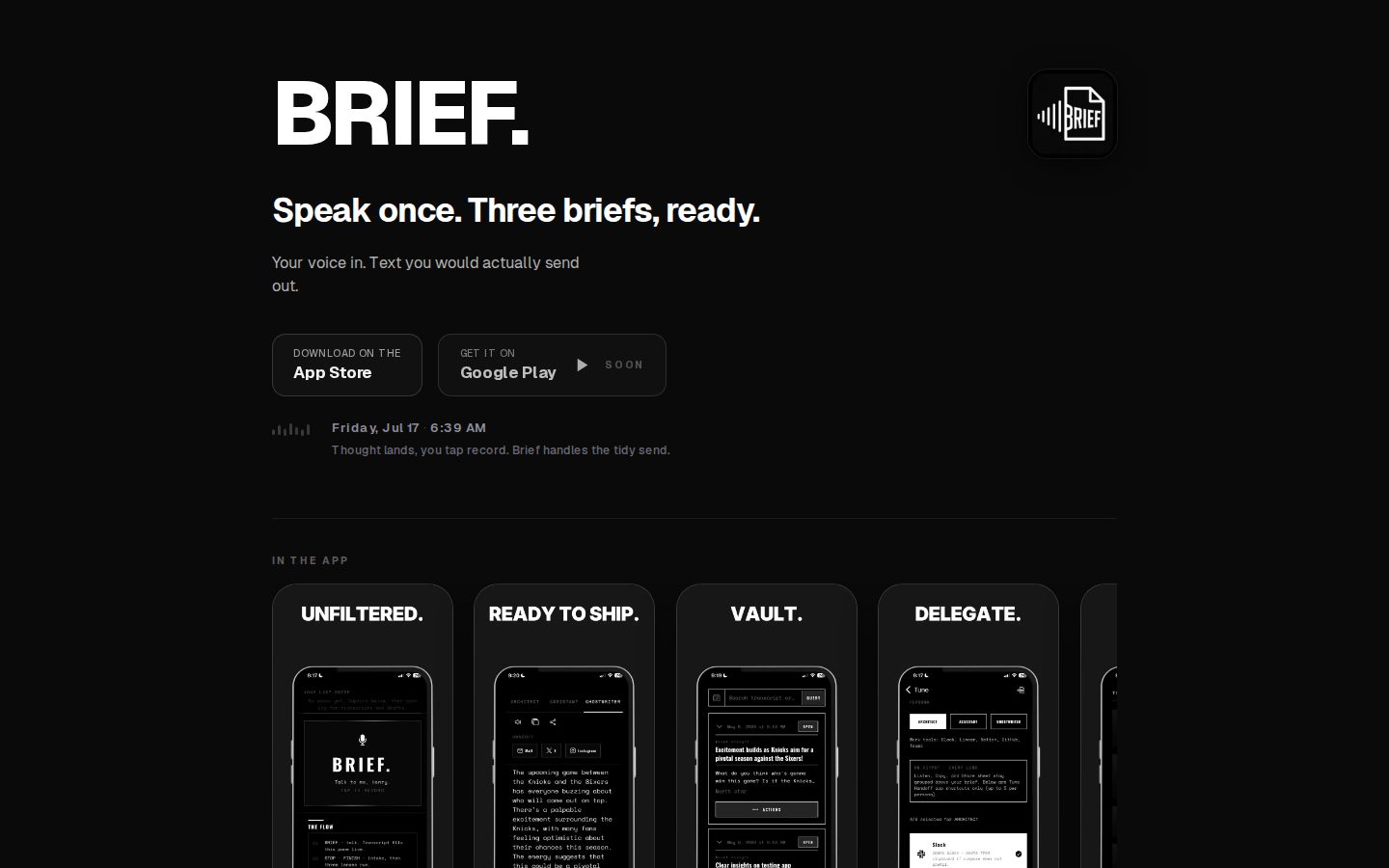 BRIEF website preview