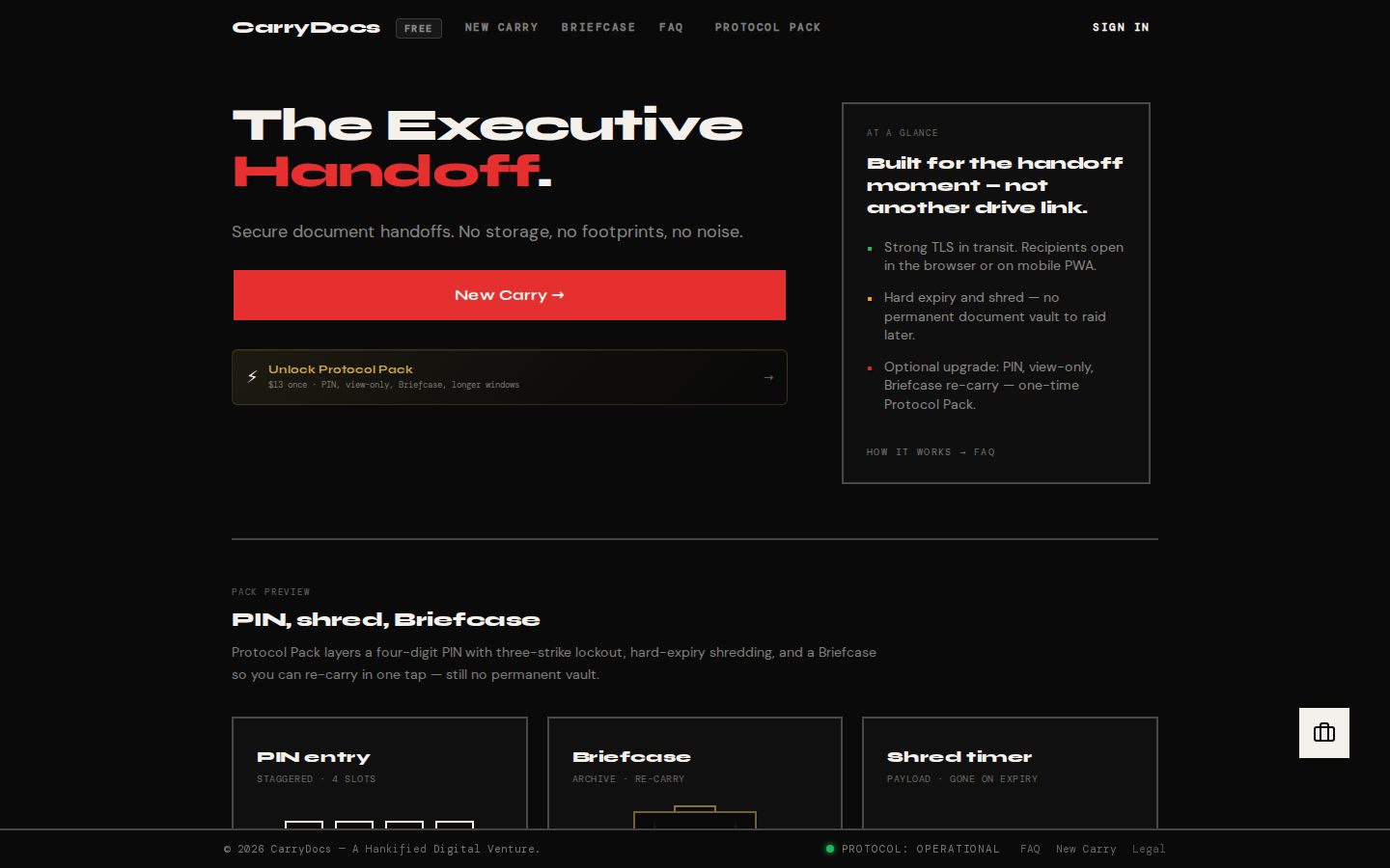 CarryDocs website preview