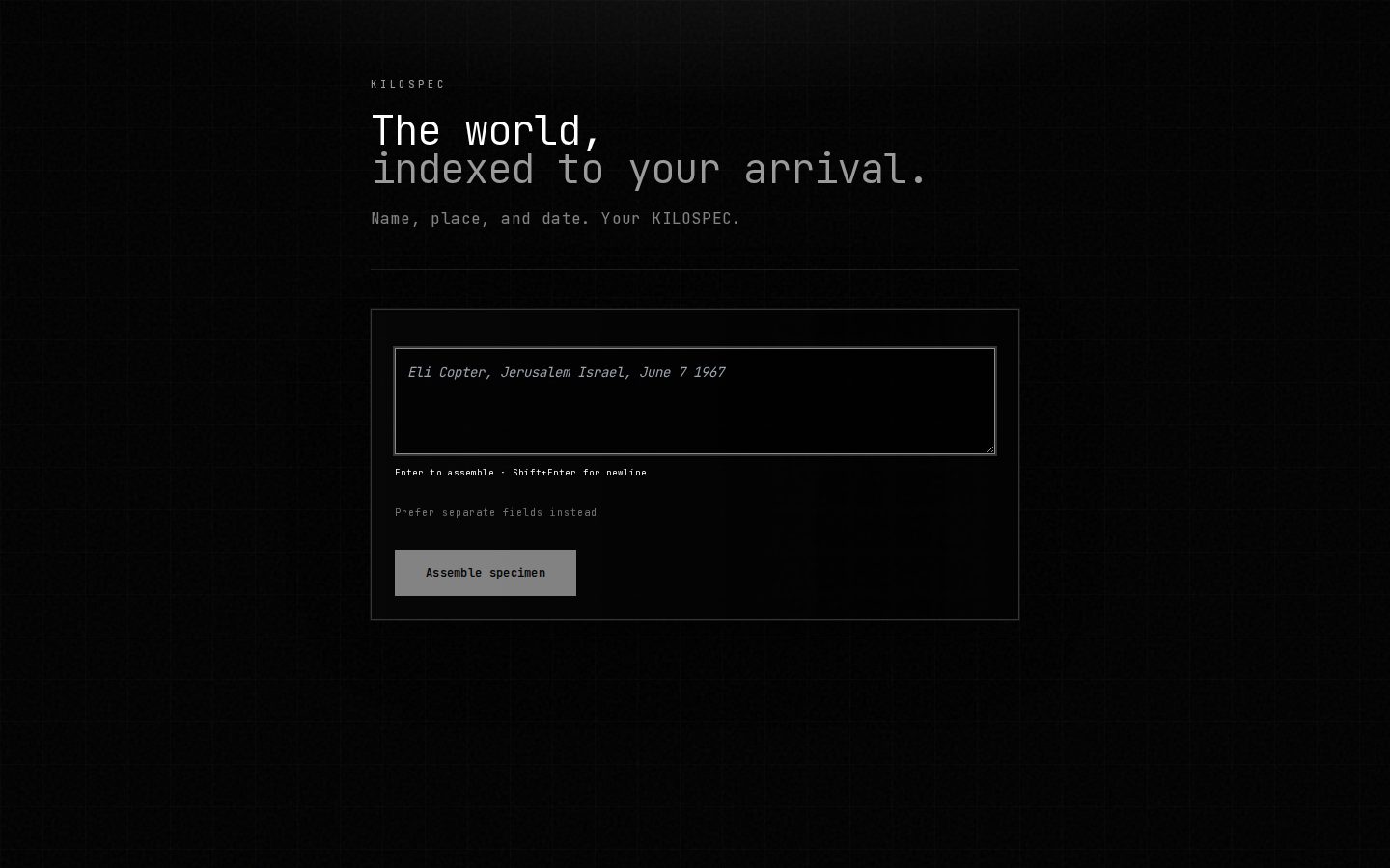 KILOSPEC website preview