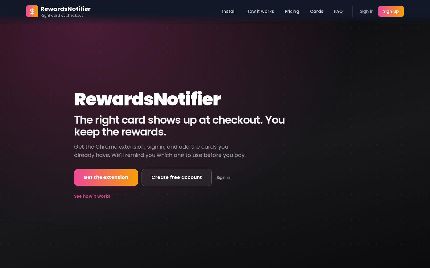 RewardsNotifier website preview